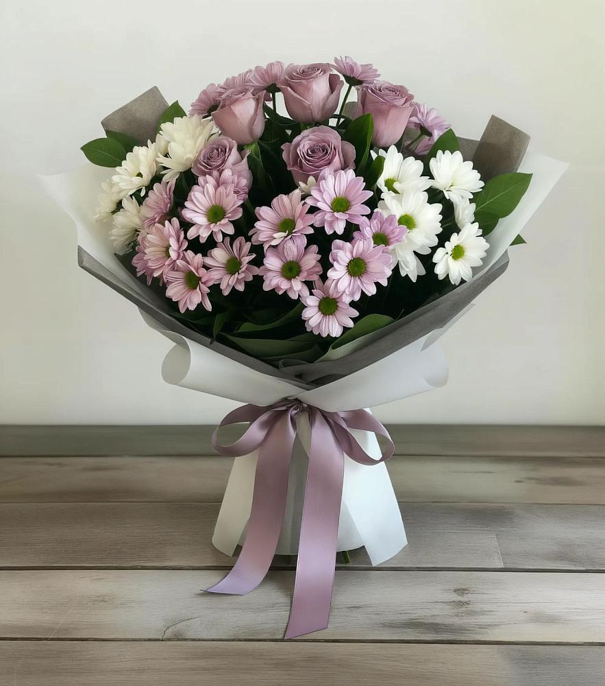 Букет цветов из: Хризантемы и Розы в Мацеста