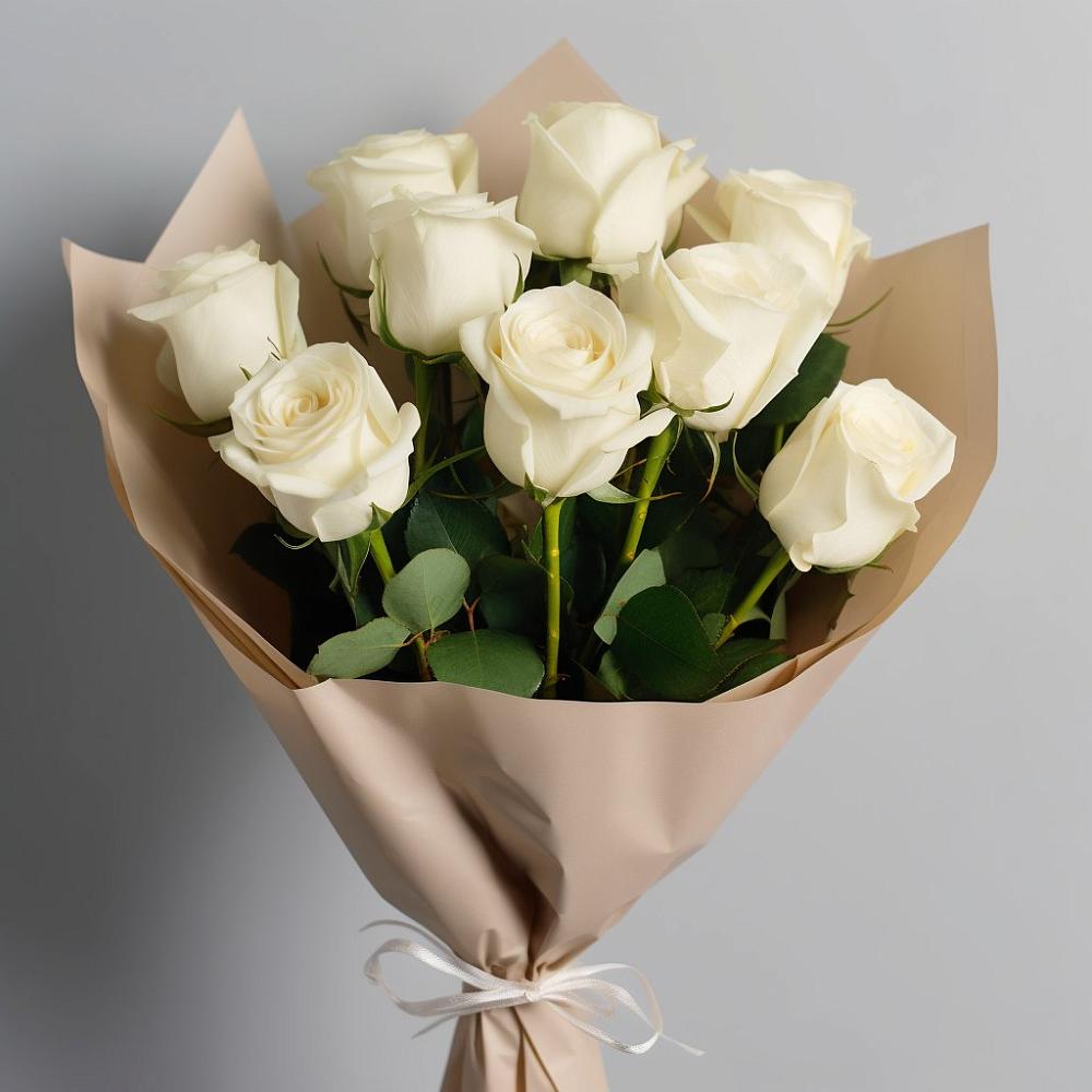 Букет 9 Белых роз Эдлесс Лав в Мацеста