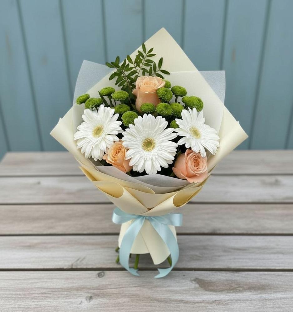 Букет цветов из: Герберы, Розы и Хризантемы в Мацеста