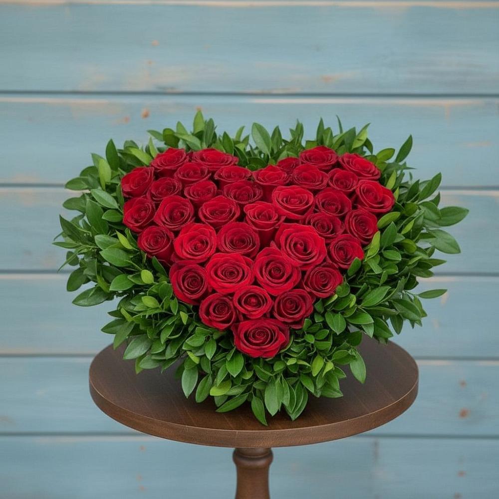 Цветочная композиция из Розы в виде сердца в Мацеста