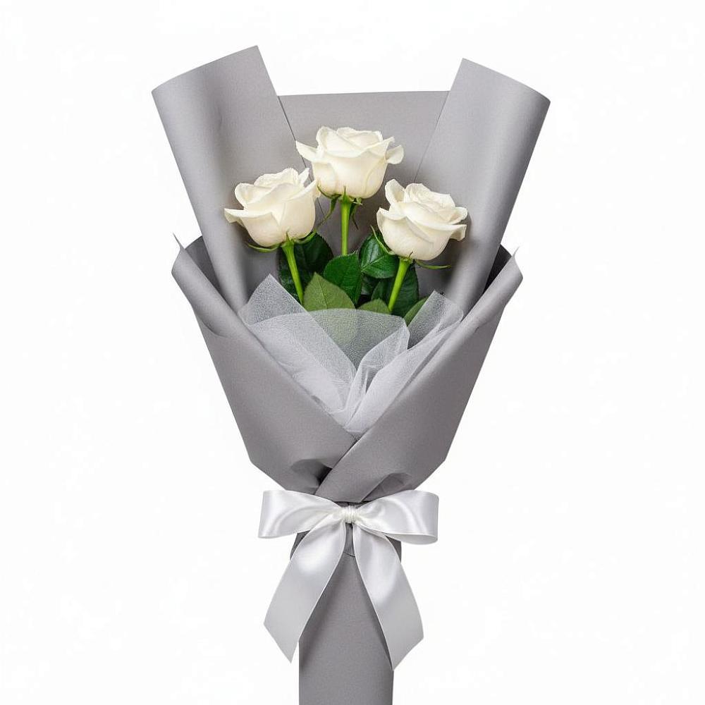 Букет 3 белые розы в Мацеста