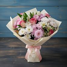 Букет цветов из:  Хризантемы, Альстромерии и Розы в Мацеста