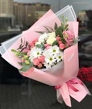Букет цветов из:  Розы, Лизиантусы и Хризантемы в Мацеста