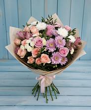 Букет цветов из:  Хризантемы, Розы и Альстромерии в Мацеста