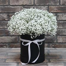 Цветочная композиция из Гипсофила в шляпной коробке в Мацеста